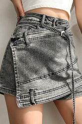 Smokey gray jeans irregular skirt